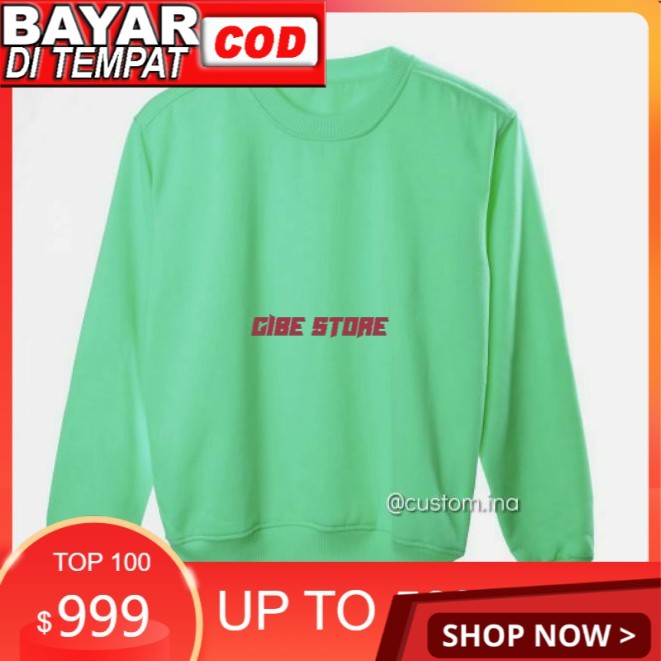 [PREMIUM] Basic Sweater MINT Hijau Polos Crewneck Sweatshirt Pria Wanita Size M - XXL