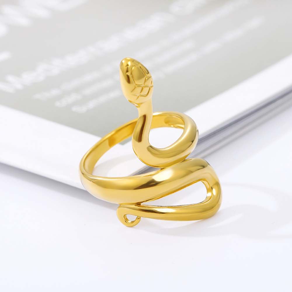 Mxbeauty Cincin Bentuk Ular Bahan Stainless Steel Gaya Vintage Korea Untuk Wanita