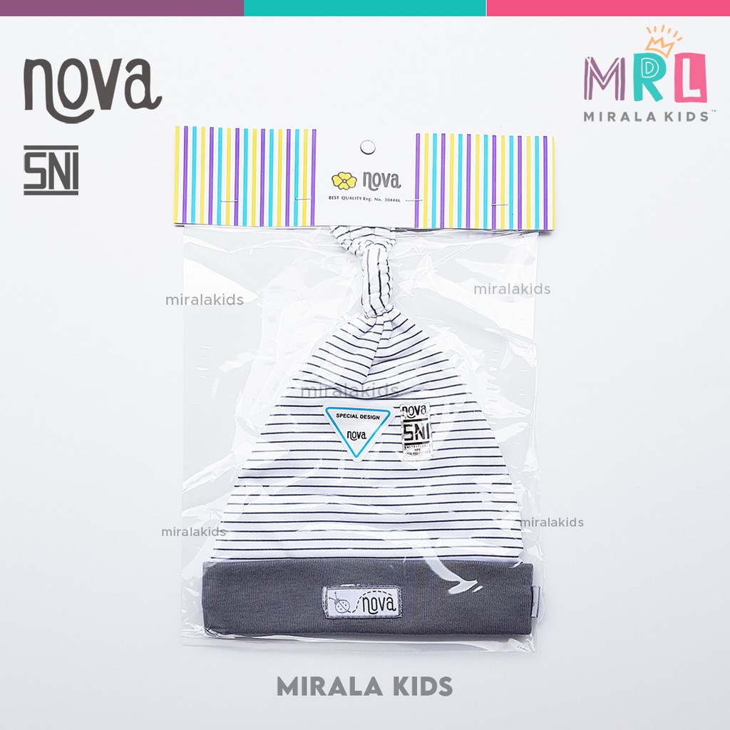 Nova Topi Bayi Newborn - Topi Kuncung Nova SNI seri Polos dan Motif