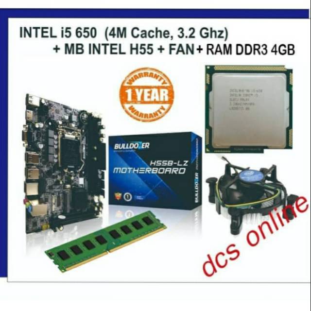 Paket Motherboard Intel H55 Processor Intel Core I5 650ram 4gb 4m