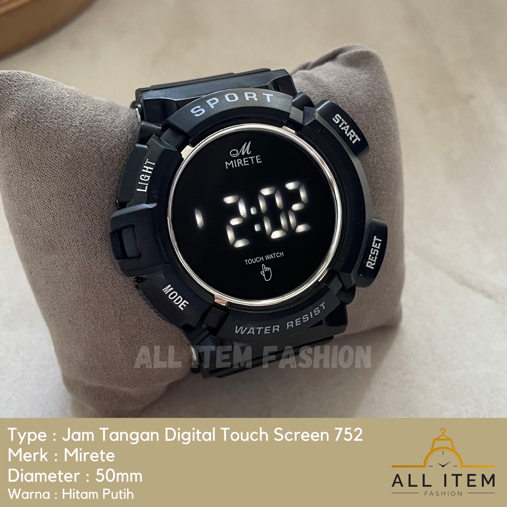 COD✅ Jam Tangan Digital Touch Screen Mirete 752 / Sport Watch / Jam Fashion / Jam Modern Layar Sentuh / Tanggal Bulan Tahun