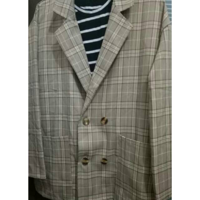 Blazer kotak zara jumbo import
