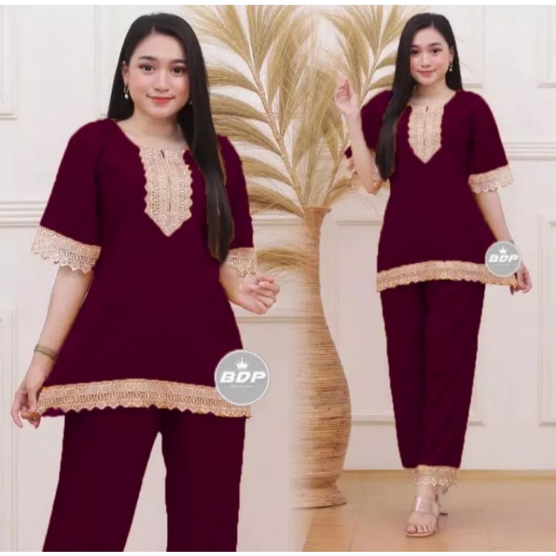 Setelan CP Renda Zeida/Setelan Arabian/bisa Cod