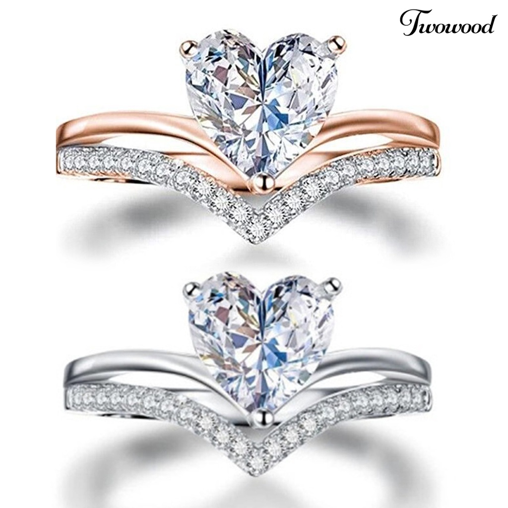 Twowood Hand Ring Exquisite Workmanship Wide Application Alloy Heart Shaped Finger Ring Wedding Accessories