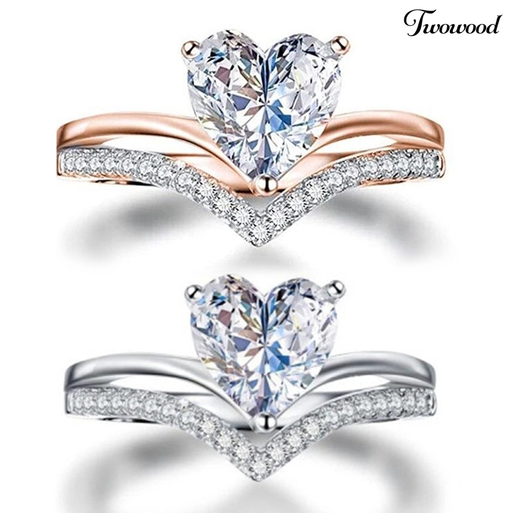 Twowood Hand Ring Exquisite Workmanship Wide Application Alloy Heart Shaped Finger Ring Wedding Accessories