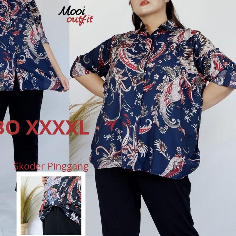 ✶ Kemeja Batik Wanita Jumbo Dada Sambung Kemeja Jumbo Batik Atasan Wanita Jumbo Murah ♪