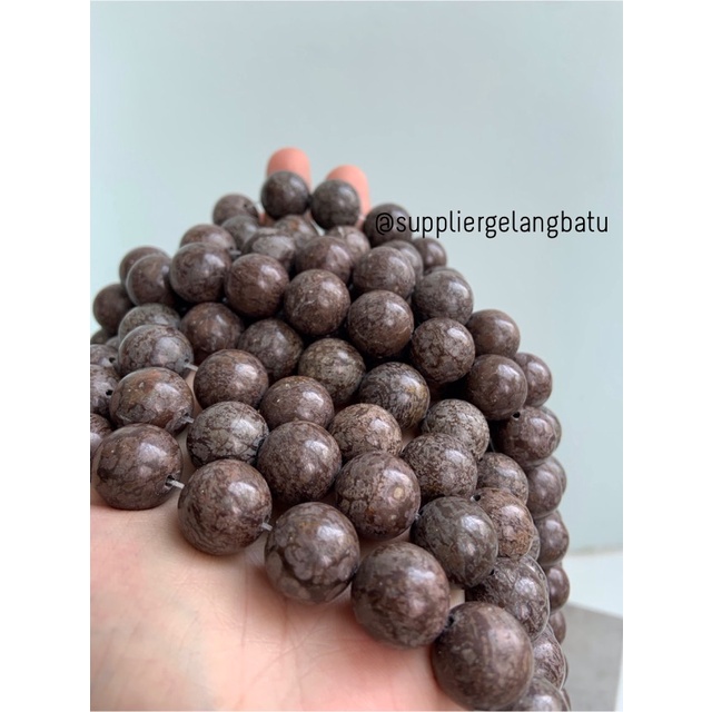 batu Brown Coral jasper 16mm bahan perhiasan fashion gelang kalung