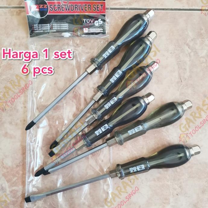 Obeng Ketok Set 6 Pcs Obeng Pukul Obeng Getok Obeng Plus Minus Kembang