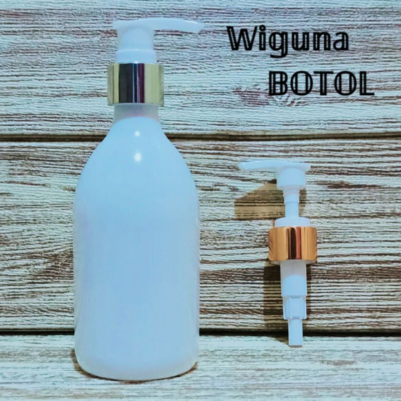 Botol Pump 300ml / Botol Plastik 300ml Tutup Pump Lotion Ring Alumunium