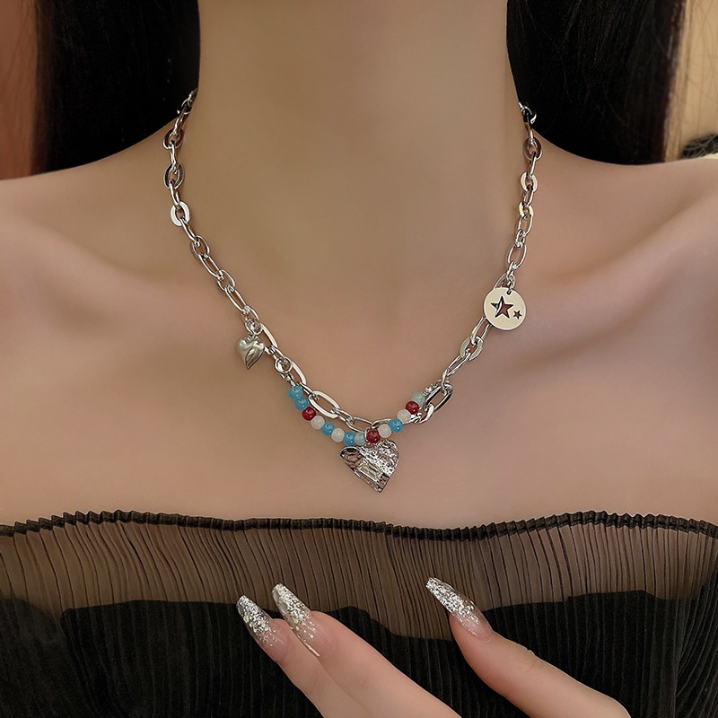 Kalung Choker Mewah Dengan Liontin Bentuk Hati Untuk Wanita