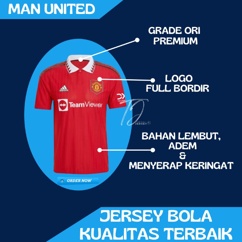 Jersey Manchester_United MU Home 2022 2023 Baju Sepak Bola Grade Ori Big Size Jumbo Setelan