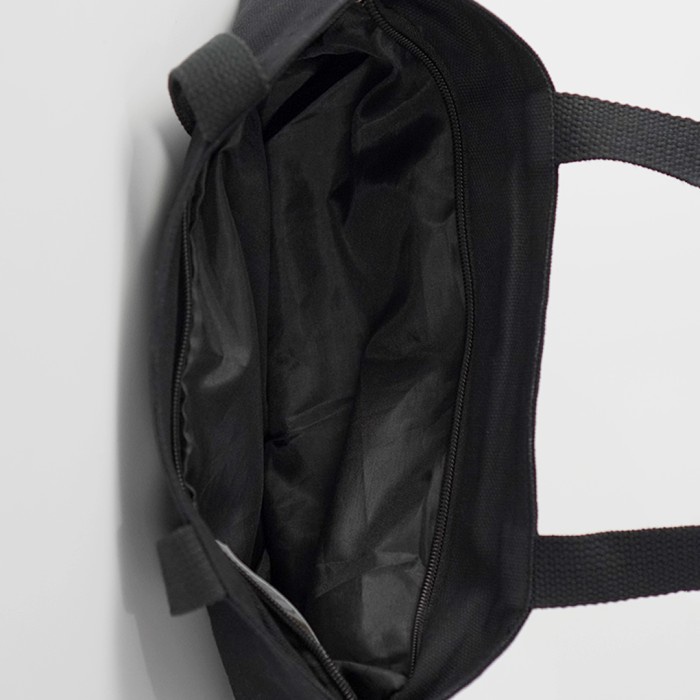 Zig Zag Pocket Tote Bag Kanvas Penutup Resleting Saku Kulit