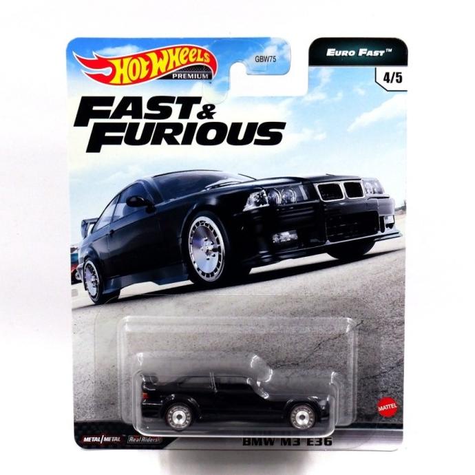 BMW M3 E36 Black Fast & Furious Euro Fast Hotwheels Premium Diecast