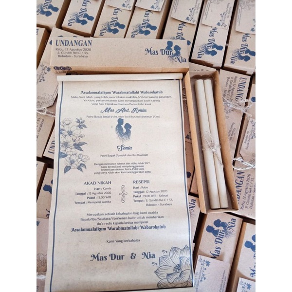 undangan gulung unik vintage rustic aesthetic