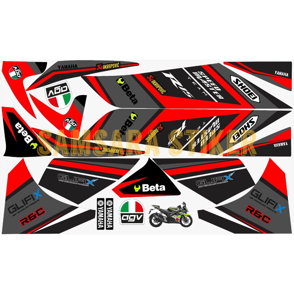 Stiker motor yamaha r15 variasi 4 merah