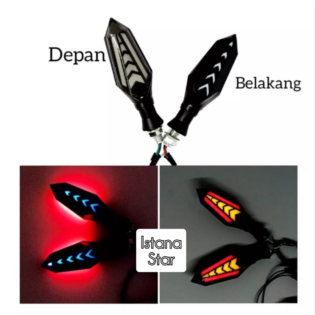 LAMPU SEN RUNING LED PANAH 2 SISI PANAH SENJA SEN MERAH KUNING CBR/VARIO/VIXION/R15/NINJA