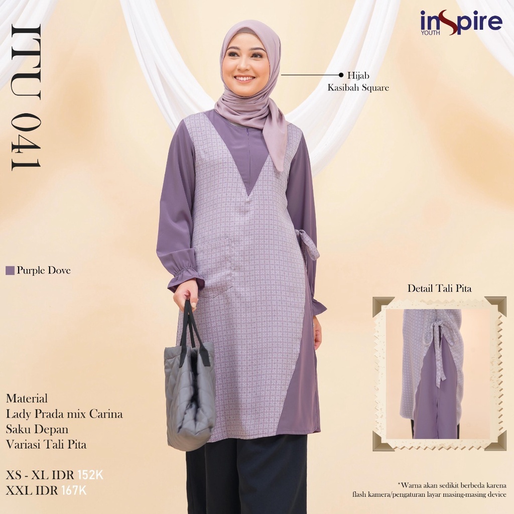 Inspire ITU 41 Tunik Wanita Bahan Lady Prada Mix Carina Atasan Wanita Muslim Motif