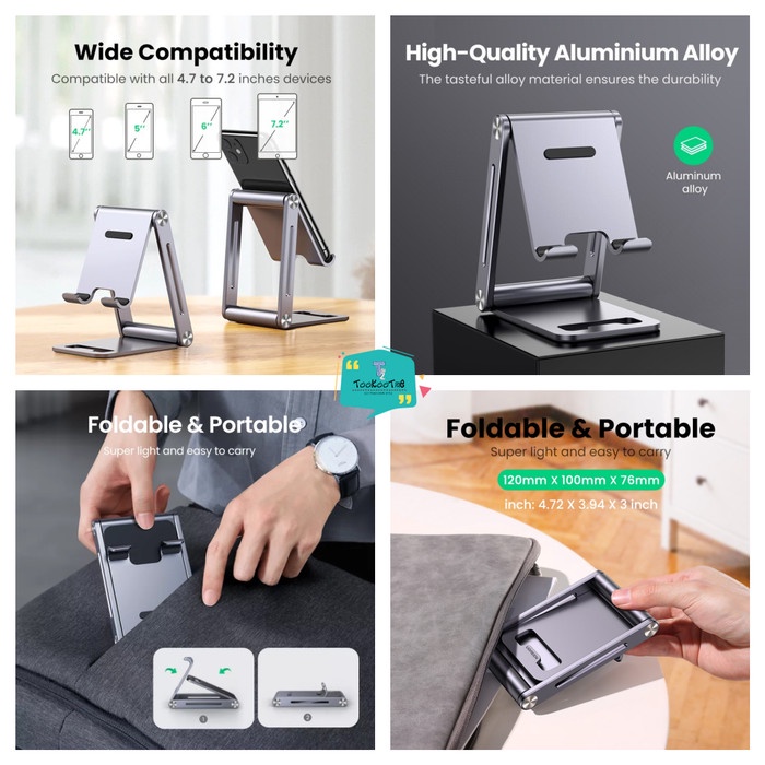 UGREEN Phone Stand Holder Foldable Dudukan HP Lipat Metal Desktop