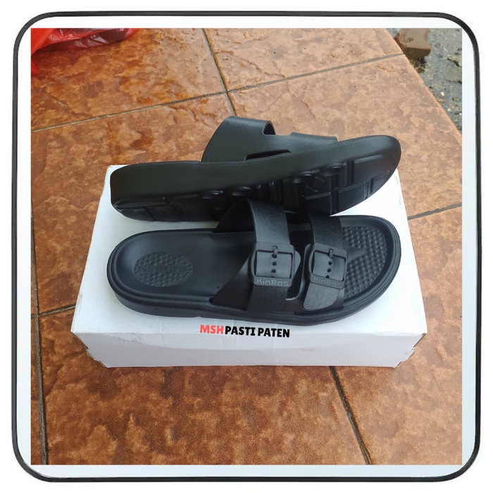 Promo terlaris sandal selop gesper pria dewasac murah bahan karet ori kinbos k9110 size 40-44