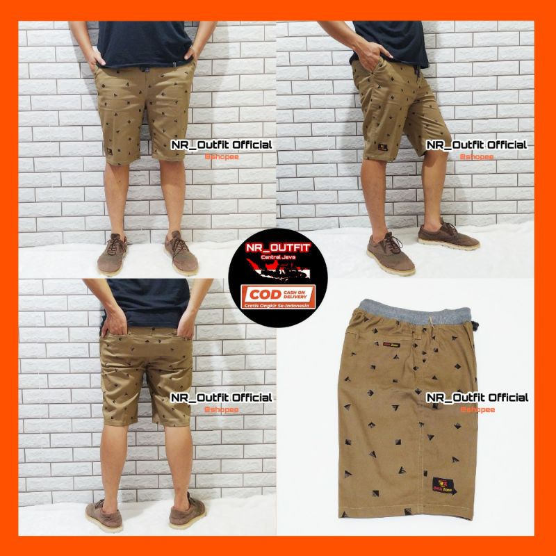 Celana Chino Pendek Rip Motif Pria Top Grade Pinggang Karet Street Surfing Stretch Santai Big Size