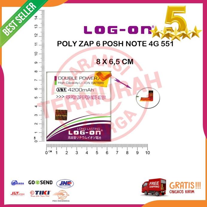 Acc Hp Baterai Double Power Log On Polytron Zap 6 Posh Note 4G 551 4200 Mah