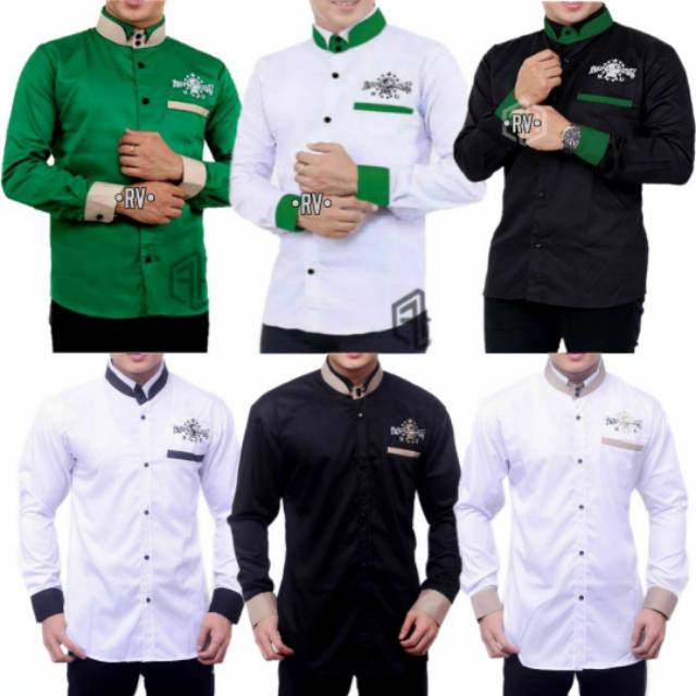 KEMKO/KEMEJA KOKO KERAH DOUBLE BORDIR BAJU KOKO FASHION MUSLIM BAJU KOKO PRIA TERMURAH DAN TERBARU