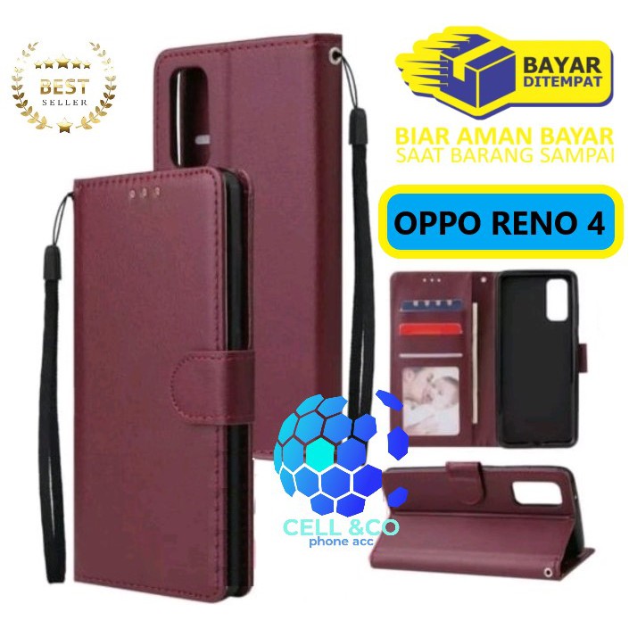 Flip cover OPPO RENO 4 Flip case buka tutup kesing hp casing flip case leather wallet