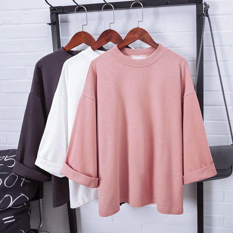 Kaos T Shirt Lengan 3 4 Model Longgar Ukuran Oversize Kaos T Shirt Lengan 3 4 Model Longgar Ukuran Oversize