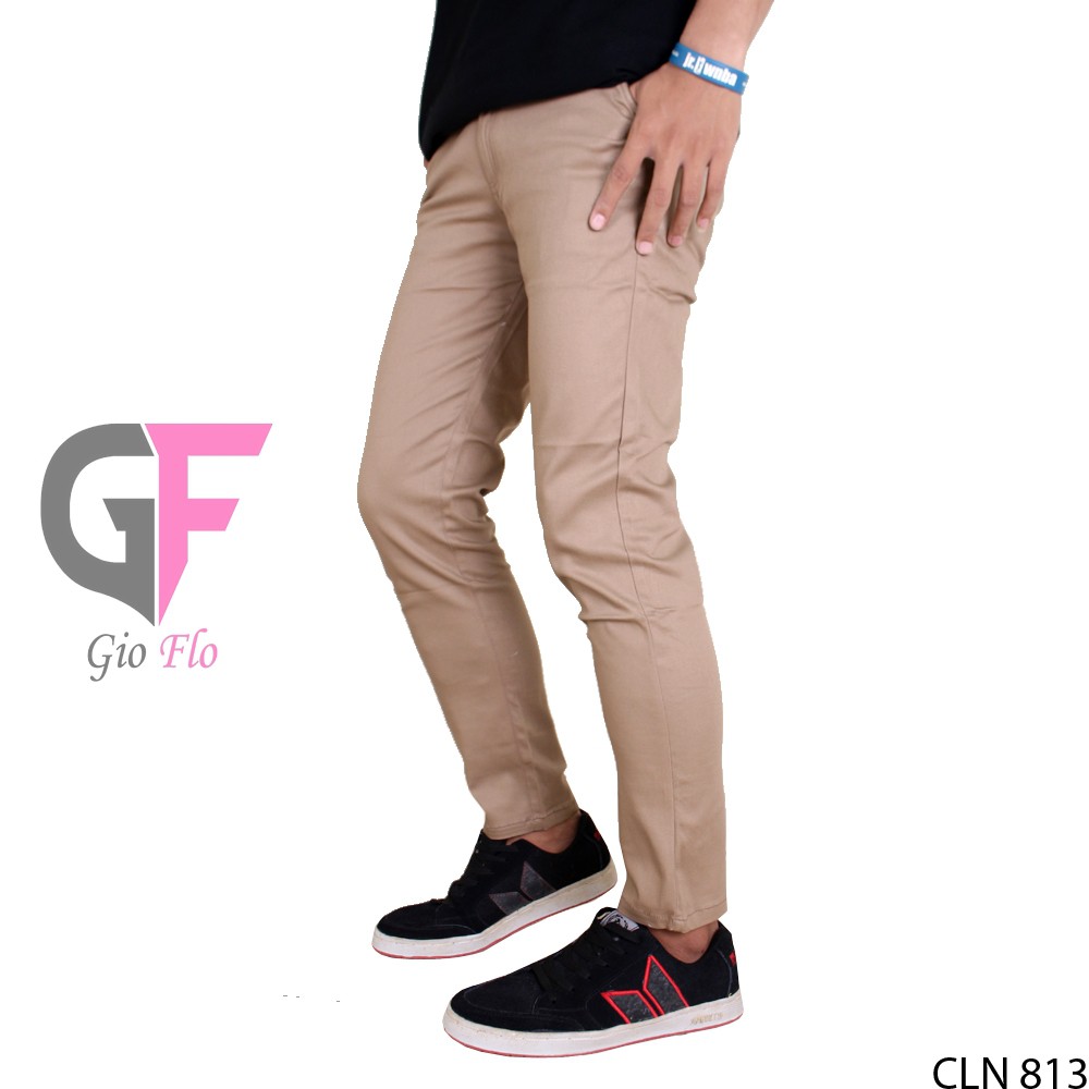 GIOFLO Celana Casual Kekinian Pria Chino Panjang Polos Coklat Tua / CLN 813