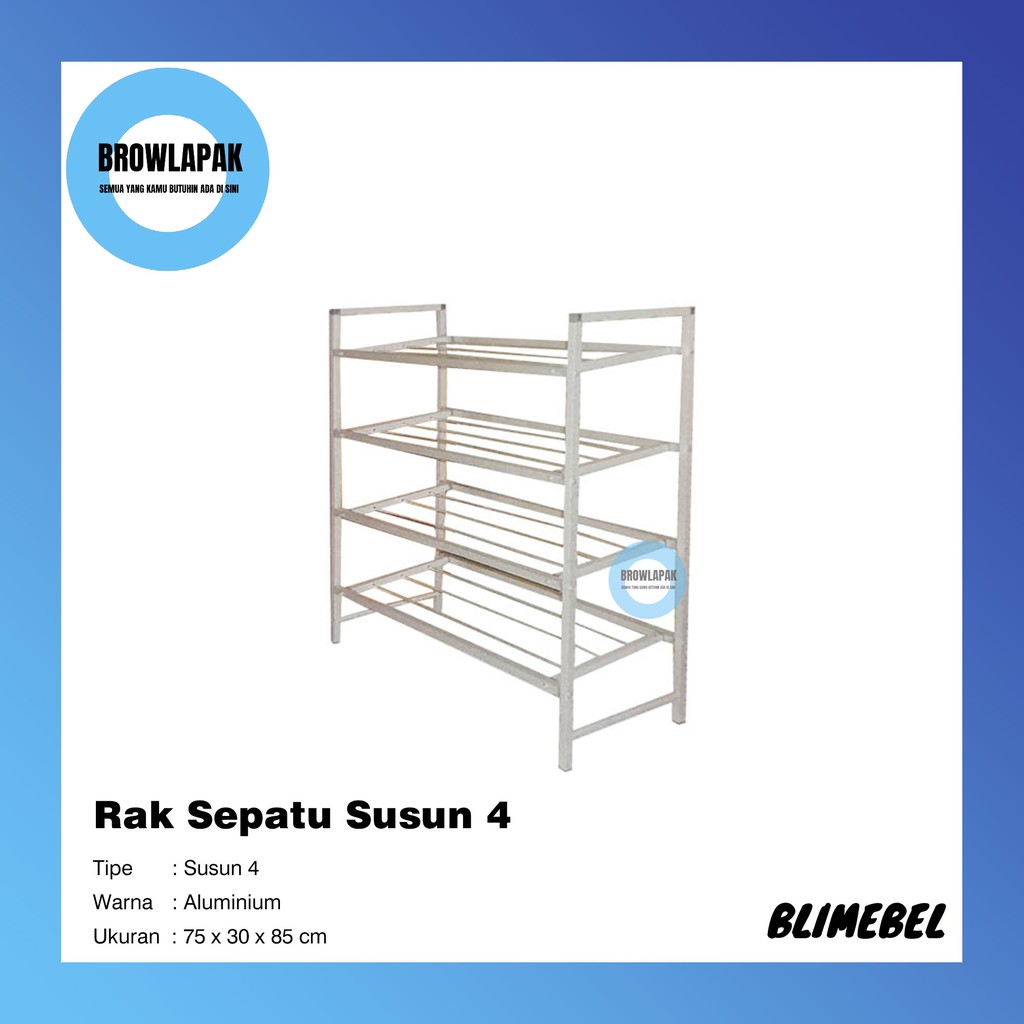 Rak Sepatu Aluminium Susun 4