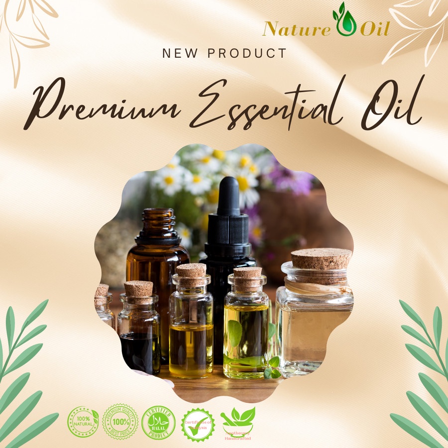 Premium Essential Oil Therapeutic Grade 100% Pure Organic by Nature Living. Essensial Oils Aromatherapy and Diffuser. Minyak essensial / atsiri pengharum atau pewangi ruangan untuk perlengkapan rumah