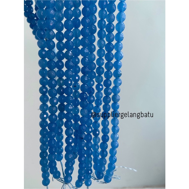 batu AGATE BIRU FACETED BEADS 6mm cutting blue bahan gelang kalung