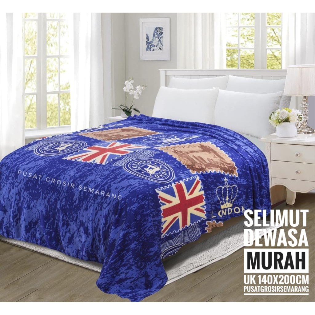 Selimut Dewasa Murah MORIA Abstrak Leaf Polkadot Flower Bvrbery Reindeer Could Moon Star Awan Rusa-London Stamp