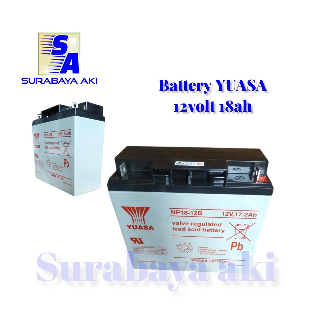 Aki VRLA Yuasa NP 18-12B 12V 18Ah Aki Kering Baterai UPS 18amper 12volt genset