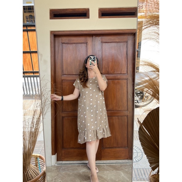 Daster Viral | Daster Ruffle Rayon | Daster Kekinian-Amara mocca