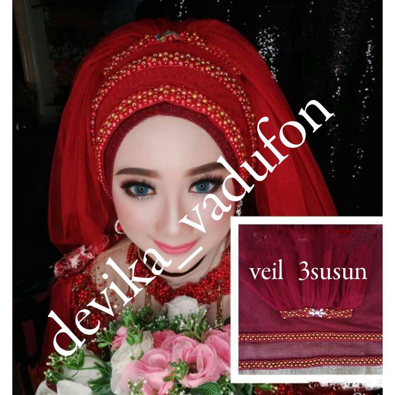 HIJAB VEIL SUSUN3 gratis head piech pembelian 3pcs