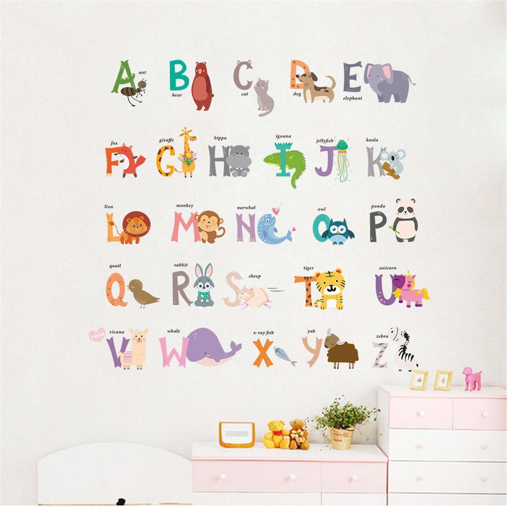 R-flower Alphabet Wall Stiker Ruang Tamu Hewan Removable Stiker Kelas