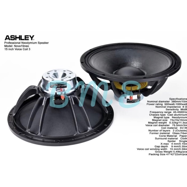 KOMPONEN SPEAKER ASHLEY NOVA 15NEO/NOVA15 NEO 15 INCH ORIGINAL
