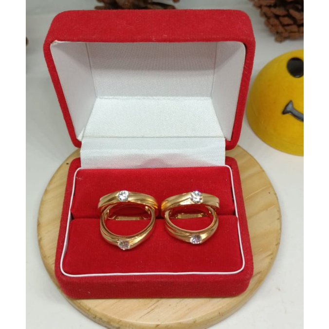 Cincin cor mata 1 Doff, Perak 925, Sepuh Emas Rosegold