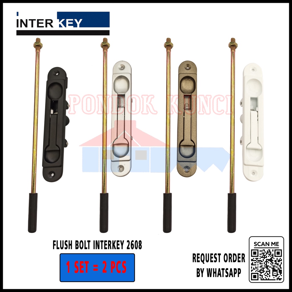 Jual Flush Bolt Interkey Grendel Tanam Slot Pintu Swing Aluminium