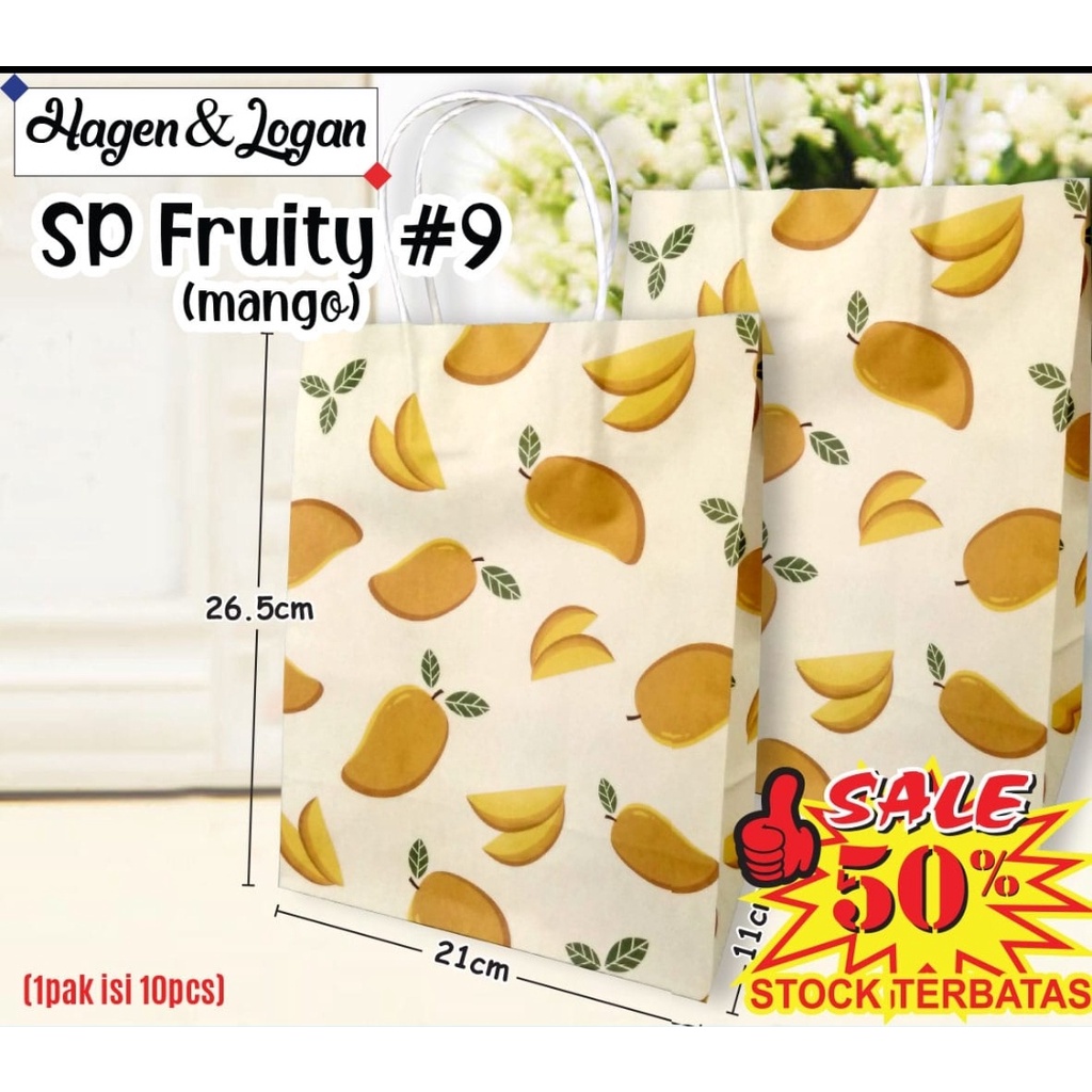 

shopping bag buah satuan kertas ramah lingkungan RANDOM CORAK UDAH GA LENGKAP