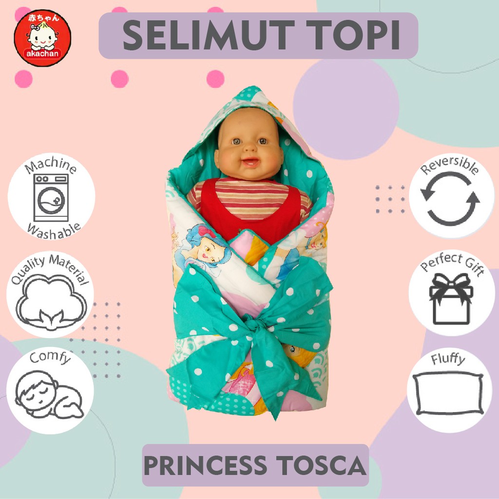 Princess Tosca Selimut topi pita Akachan baby blanket selimut bayi kado lahiran