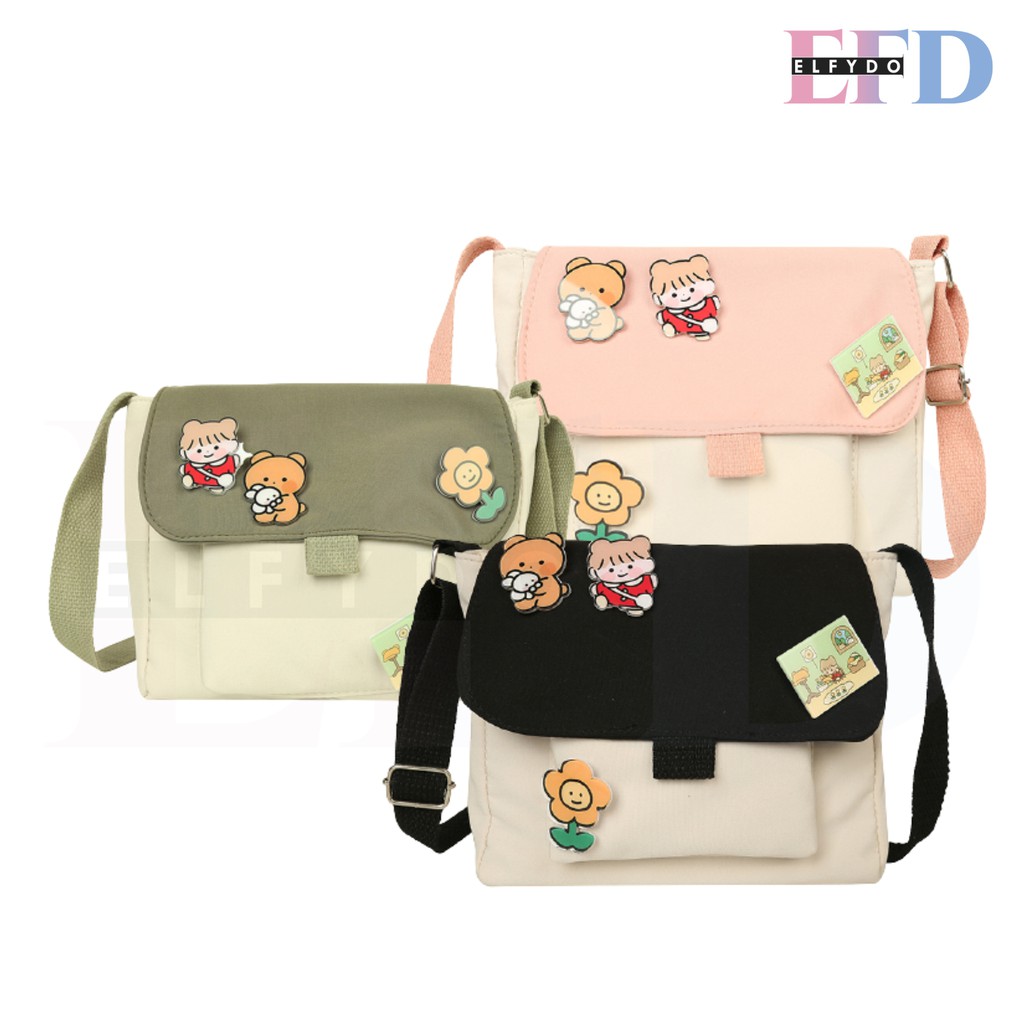 ELFYDO ELF1423 Tas Kanvas Mini Perempuan Korean Style Fashion Wanita Ulzzang Slingbag