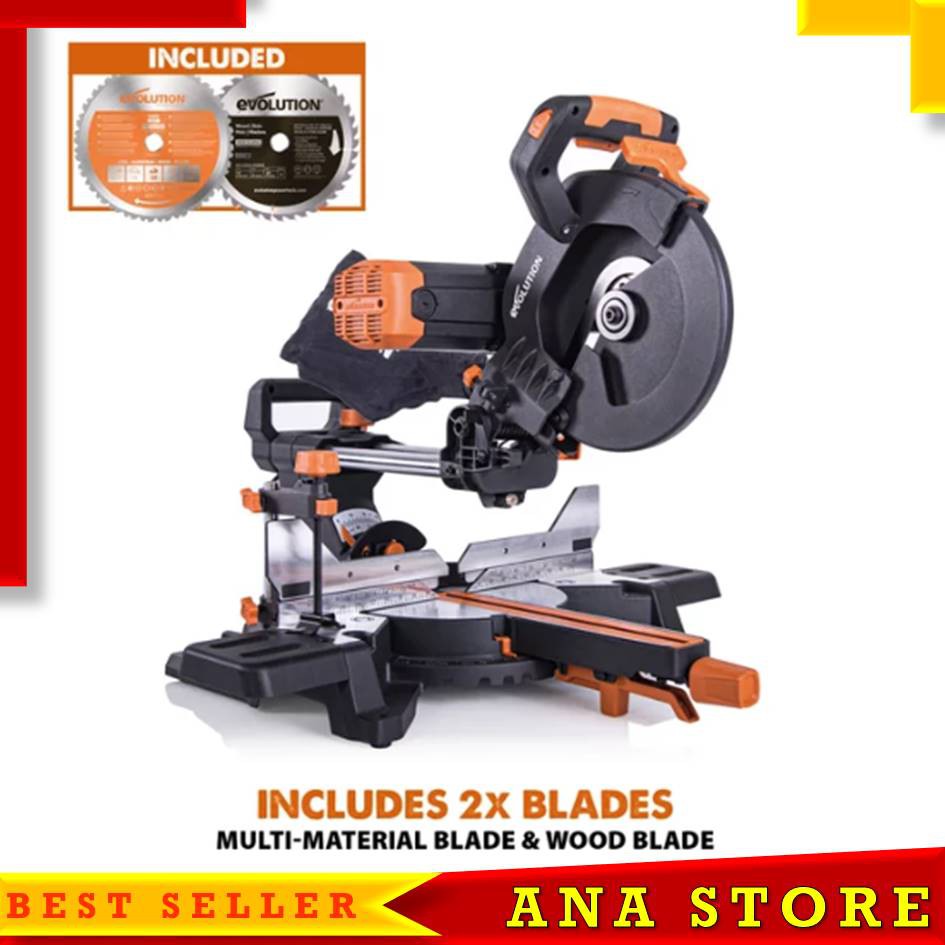 EVOLUTION Sliding Miter Saw Double Bevel R255SMS-DB PLUS Mesin Potong TCT 10inch