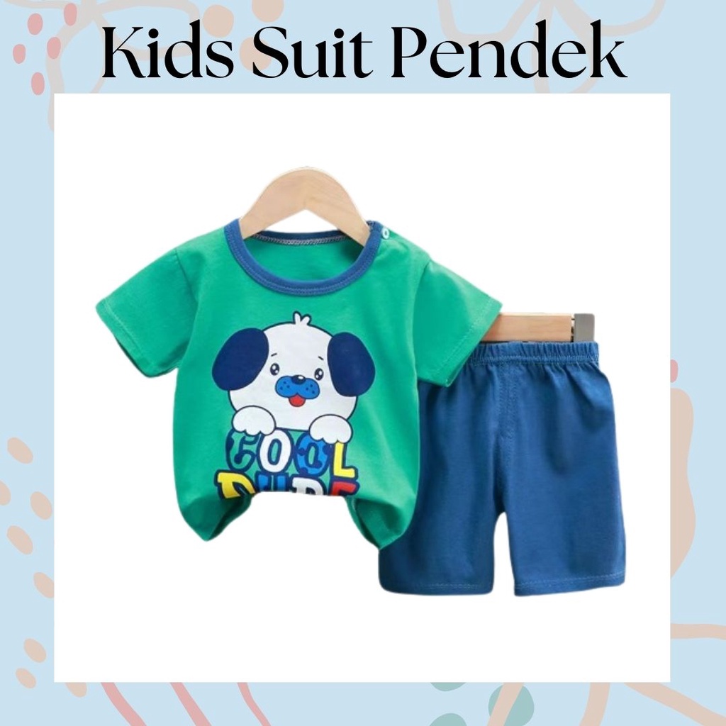 LittleAaron KIDS SUIT PENDEK Setelan Anak Bahan Kaos Lengan + Celana Berkualitas Import ebv cewek new13