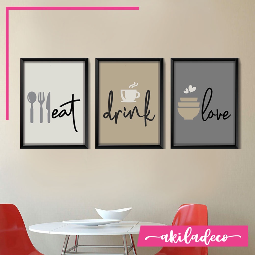 EPL 07 - Hiasan Dinding Dapur Wall Decor Kitchen Eat Drink Love Modern Minimalis