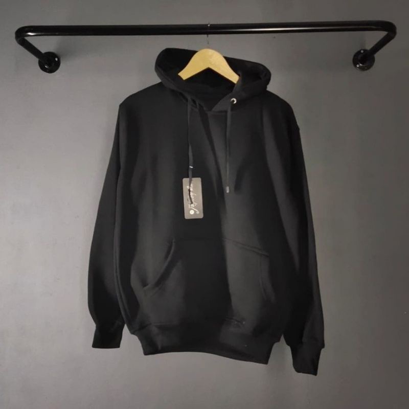 Sweater hoodie polos | sweater hitam polos | FLEECE TEBAL