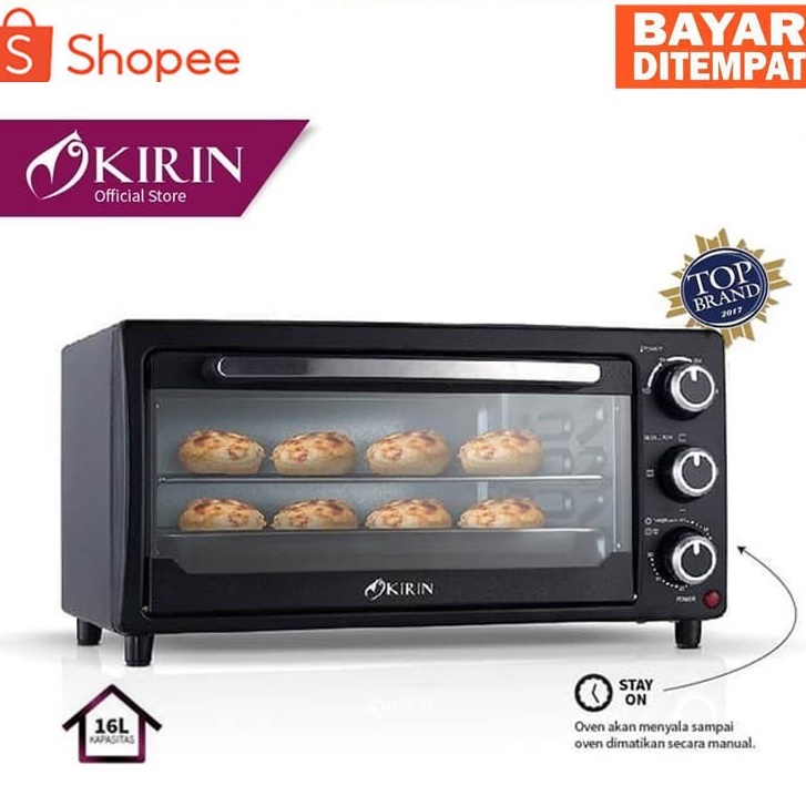OVEN LISTRIK KIRIN 16 LITER 400 WATT - KBO 160 (BLACK) Berkualitas
