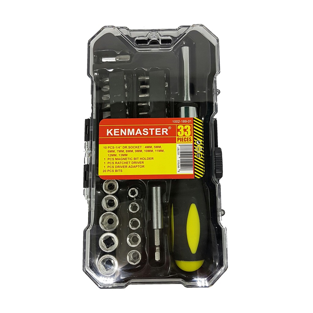 TOOL KIT KENMASTER 33 PCS KUNCI SOK SET &amp; MATA OBENG