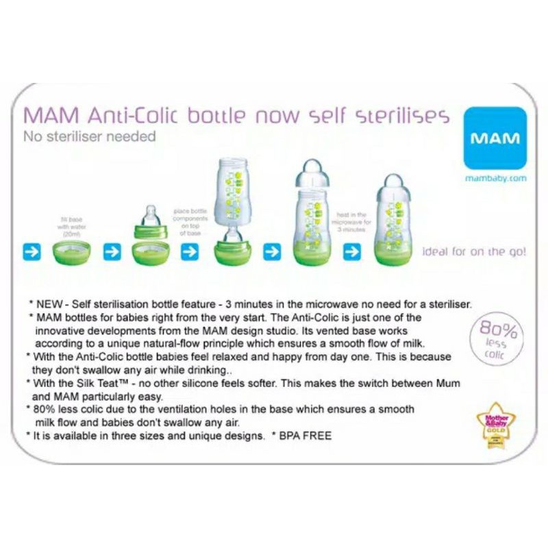 Mam Botol susu 160ml &amp; 260ml Anti Colic